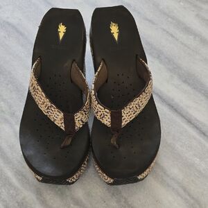 Volatile Black and Tan Woven Sandals